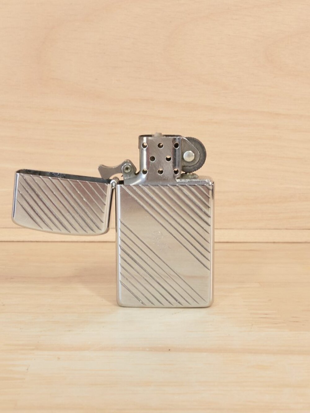 Vintage Zippo Slim Diagonal Stripe Lighter Made in Canada
